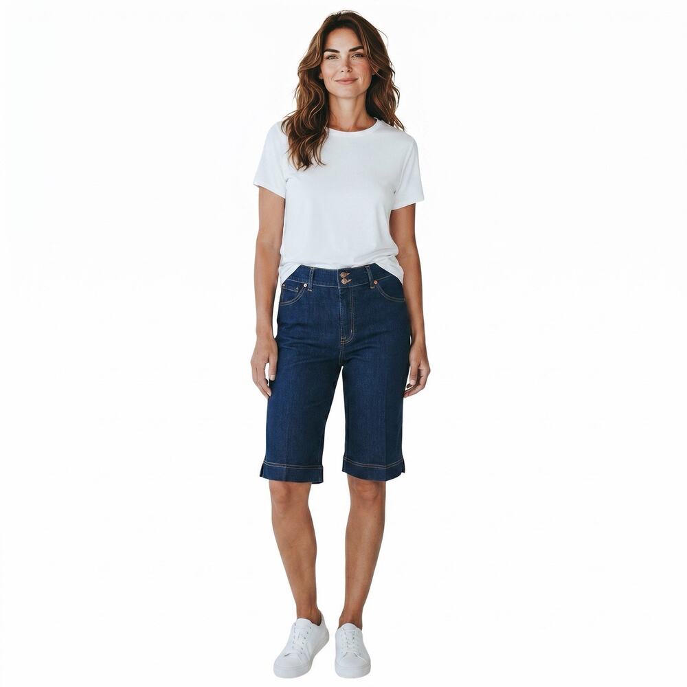 Bandolinoblu Jean Shorts Womens Brady Womens Sz 14 Stretch Dark High Waist NWT